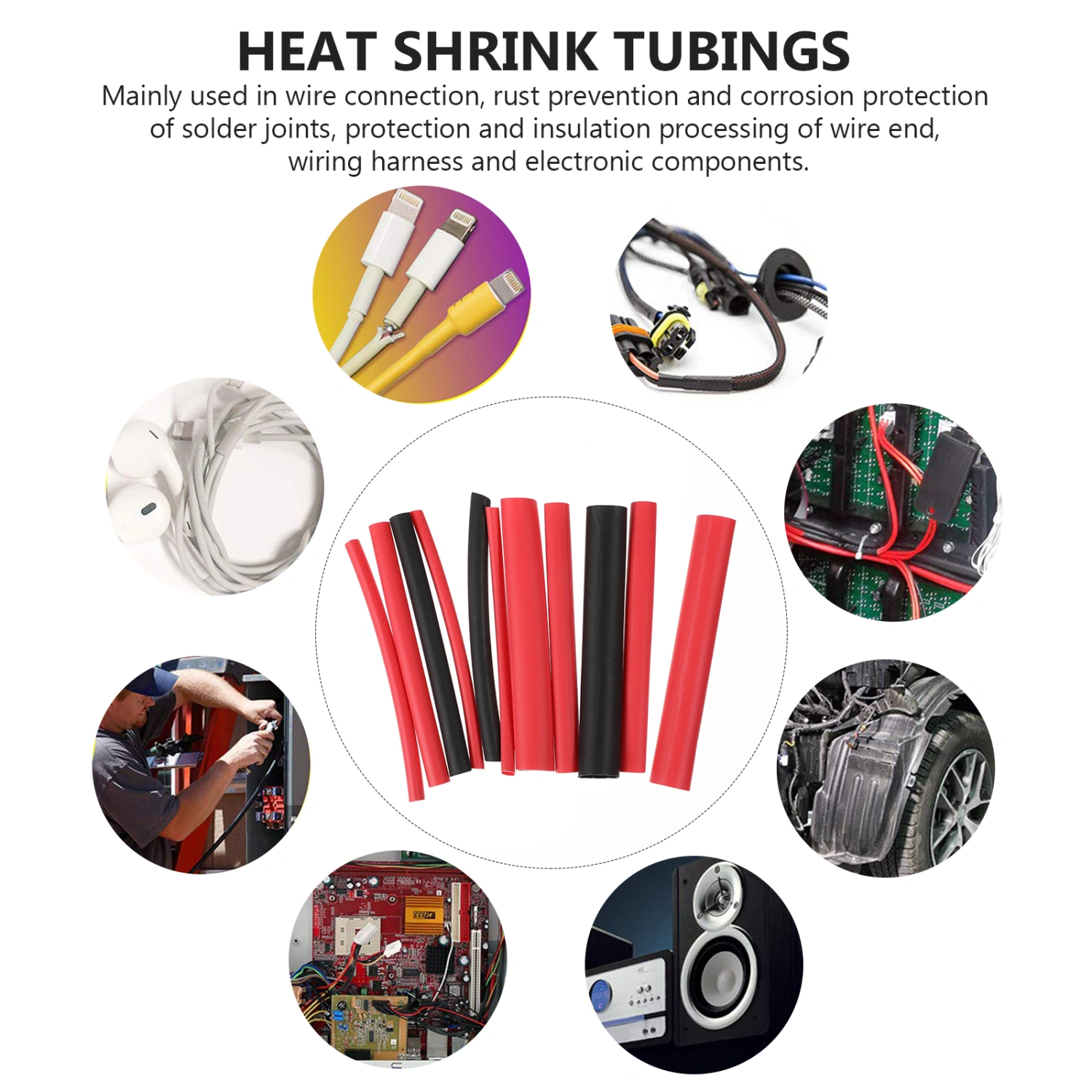 130pcs 3:1 Dual Wall Tube Insulation Heat Shrink Tubing Wire Shrink Wrap Tube