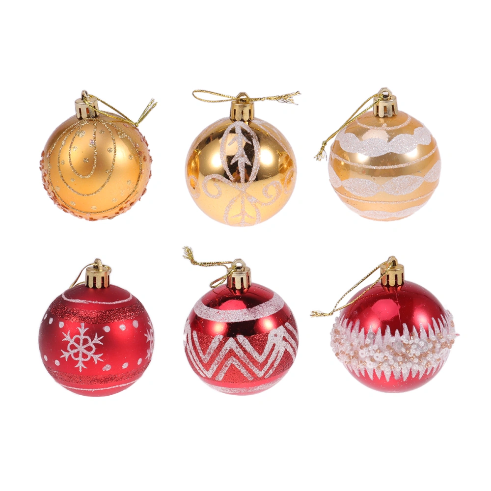 24Pcs 6cm Christmas Balls Hanging Decoration Christmas Tree Ornaments for Party Ball Prom Red Golden Pattern