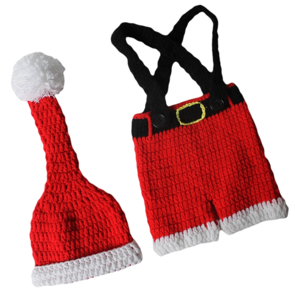 1 Set of Adorable Christmas Baby Costume Hand-knitted Baby Photography Clothing