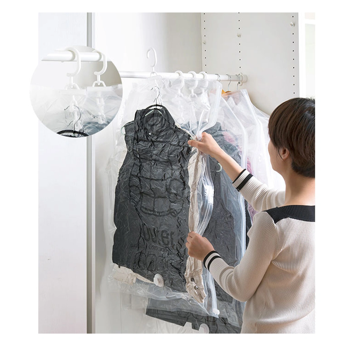 Transparent Clothes Dust Cover Garment Suit Hanging Covers Clothes Dress Storage Carrier Bag (Middle Size)