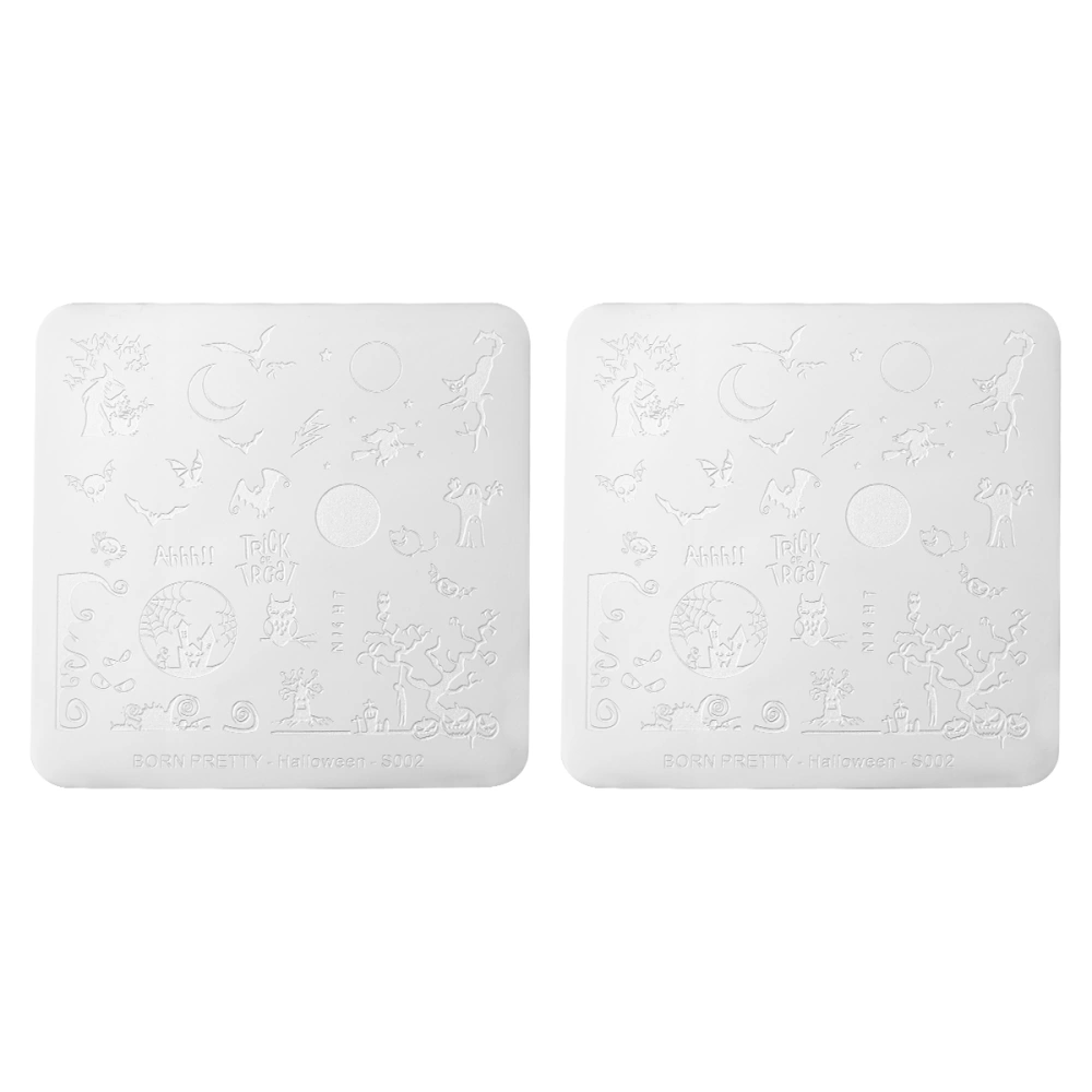 2pcs Halloween Stainless Steel Nail Printing Template Nail Stamping Plates