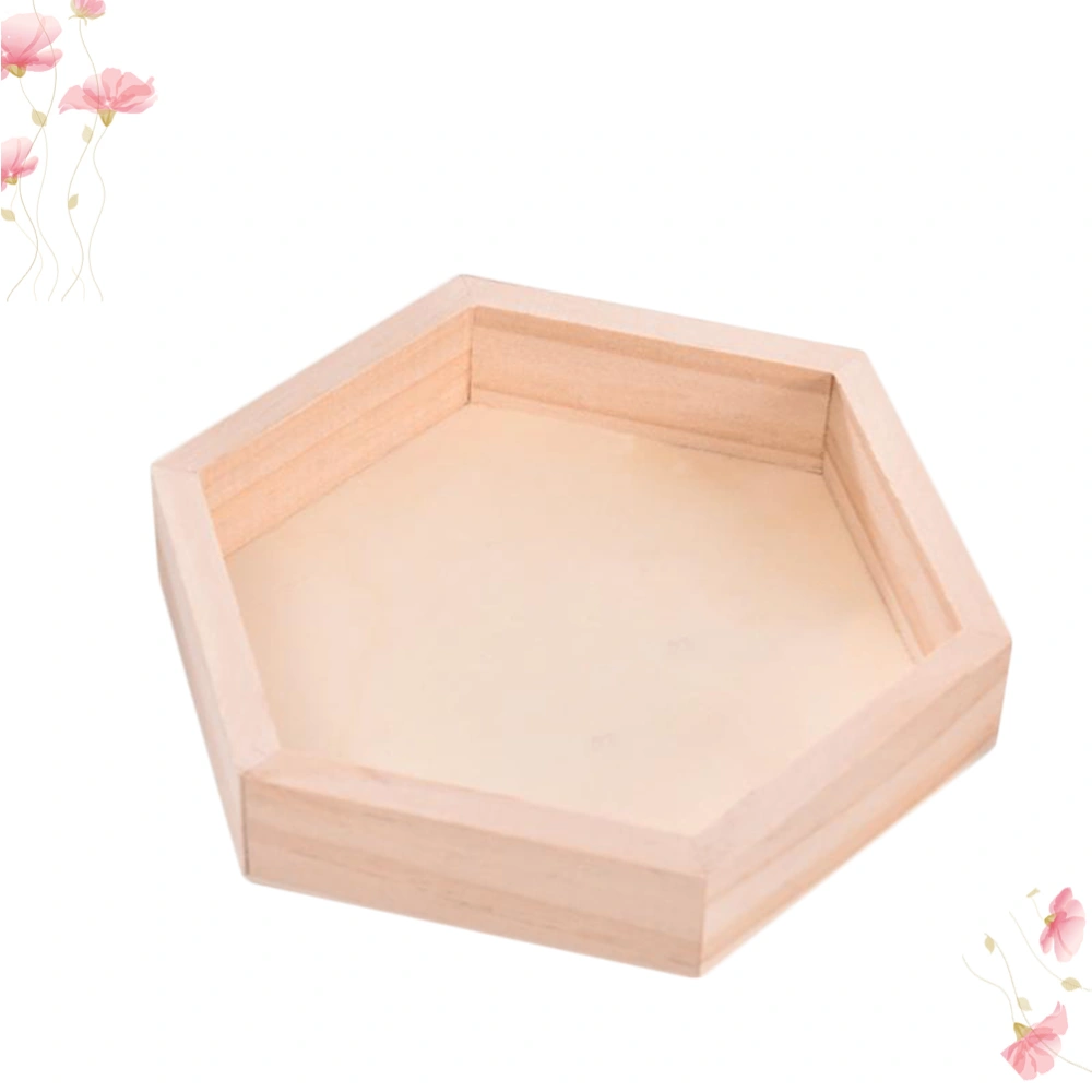 Wood Bracelet Storage Decor Plate Hexagon Display Organizer Necklace Dish Tray Dresser Ornament for Earring Ring Jewelry -Size M