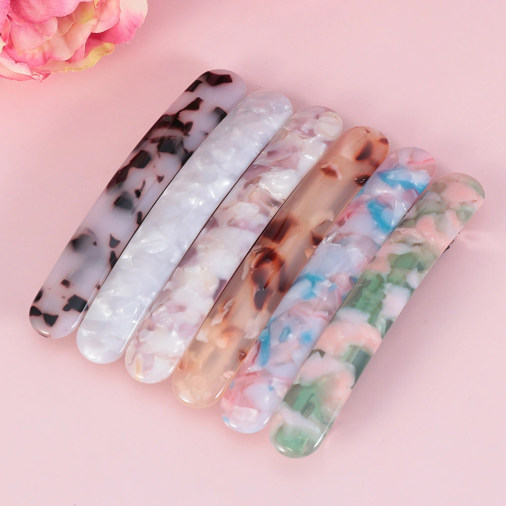 6 pcs Hair Clip Marble Pattern Barrette for Women Girls (Tortoiseshell, Cherry Pink, Royal blue, Seashell, Milk White, Green, Mixed Color)