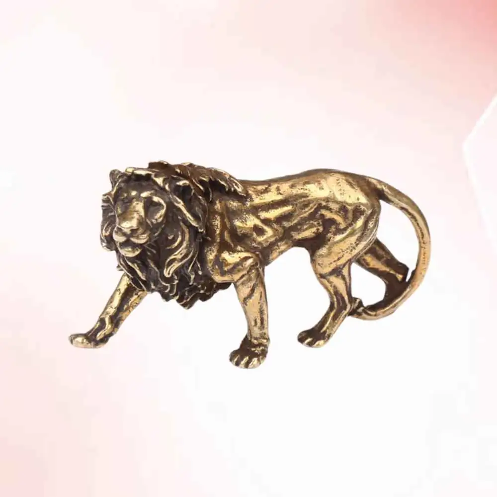 1pc Lion Design Pendant Keyring Decoration Solid Copper Ornament Festival Gift DIY Handicraft Supply