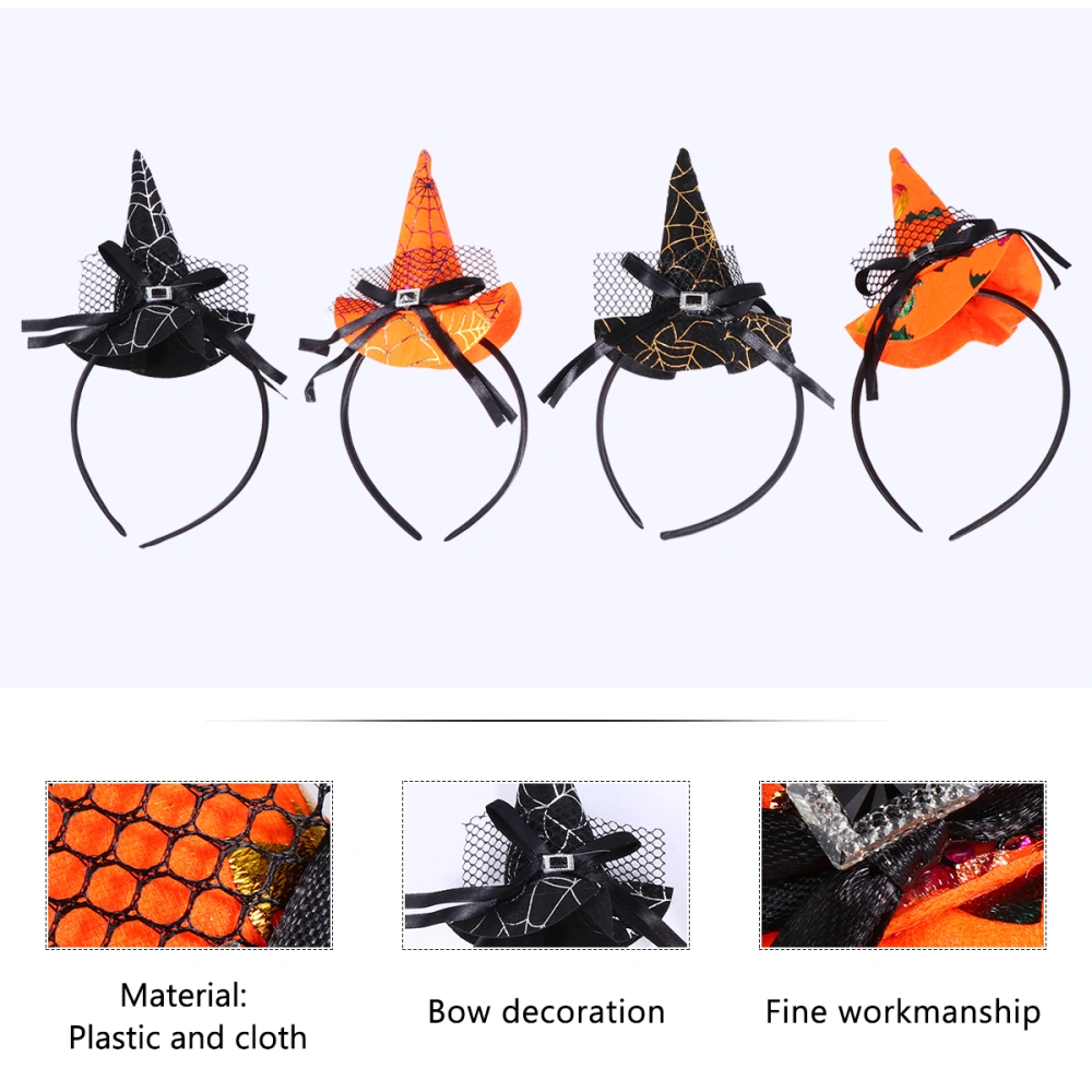 4Pcs Halloween Party Cosplay Witch Hat Halloween Hairband (Random Color)