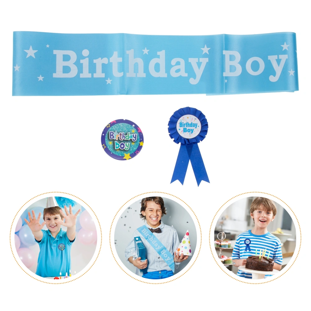 1 Set Birthday Party Shoulder Belt Birthday Badge Corsage Photography Props