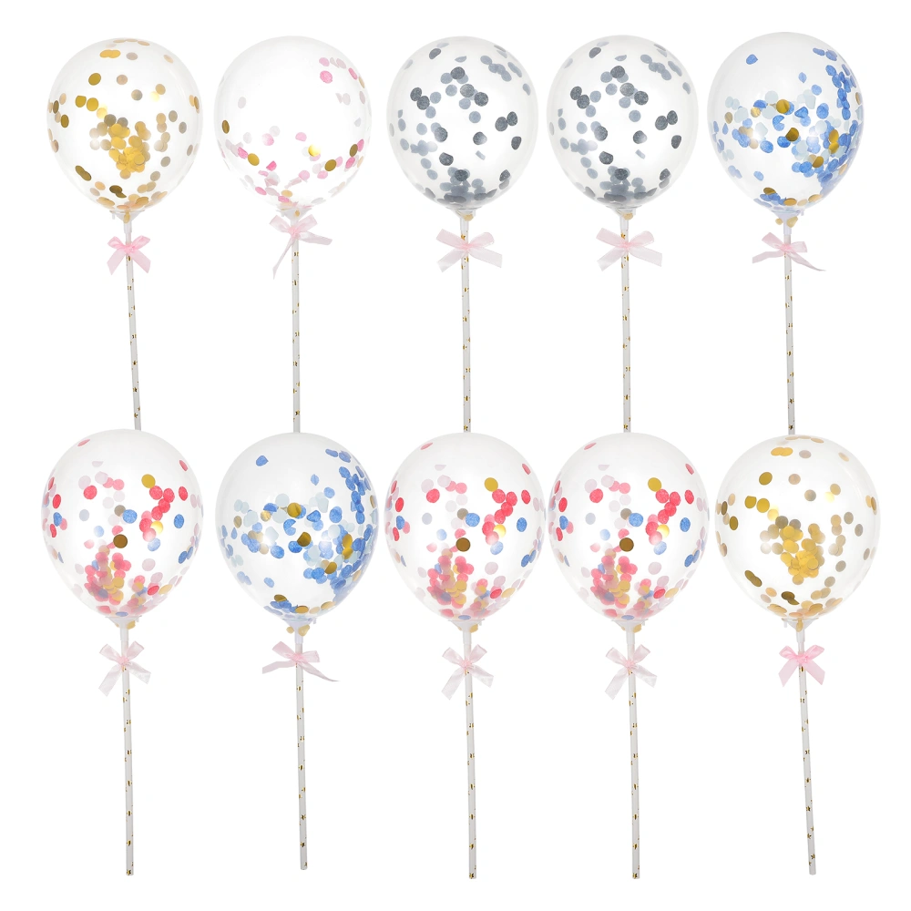 10pcs Decorative Balloons Cake Toppers Birthday Cake Decorations (Assorted Color)