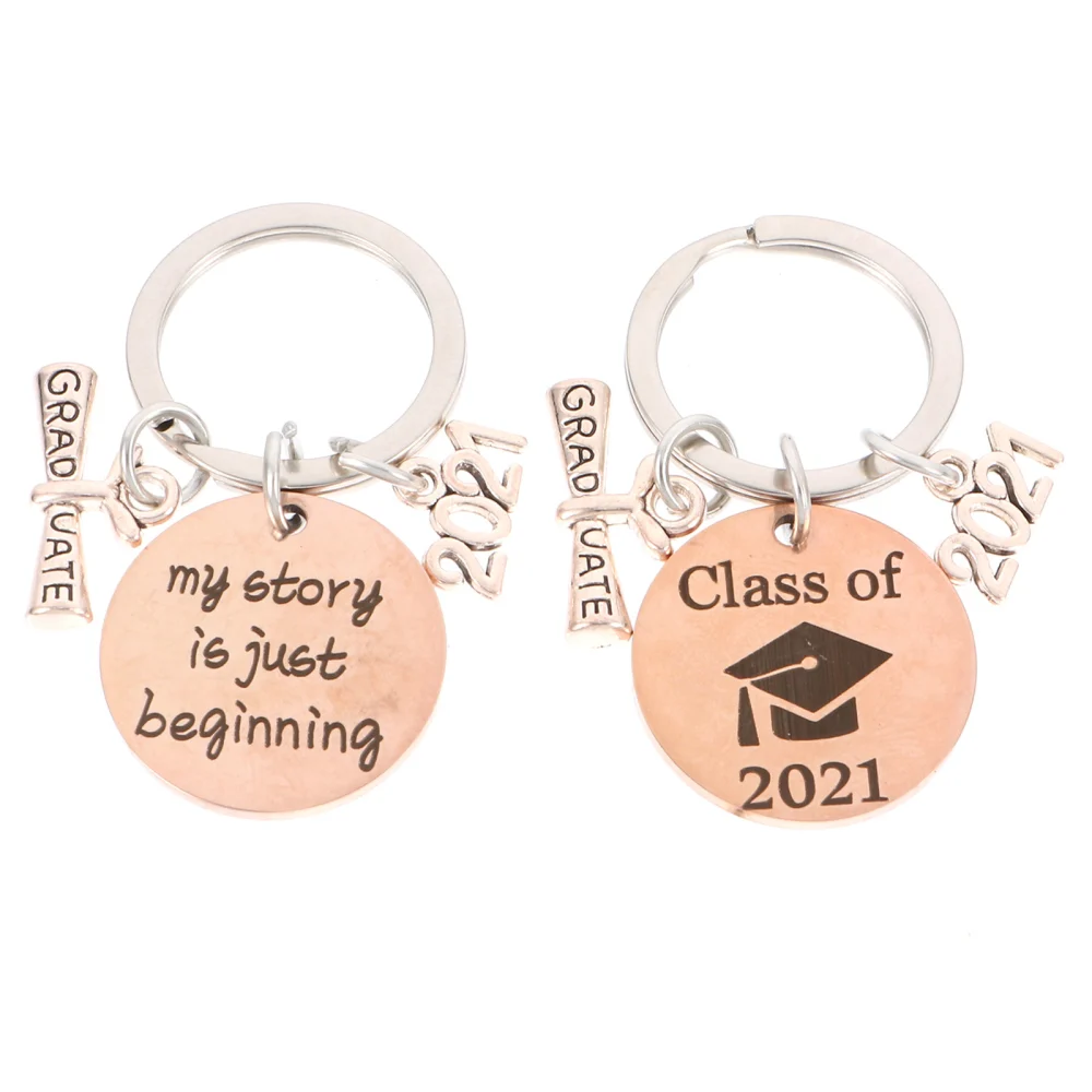 2pcs 2021 Graduation Souvenir Key Chain Bag Keys Pendants Graduation Gift