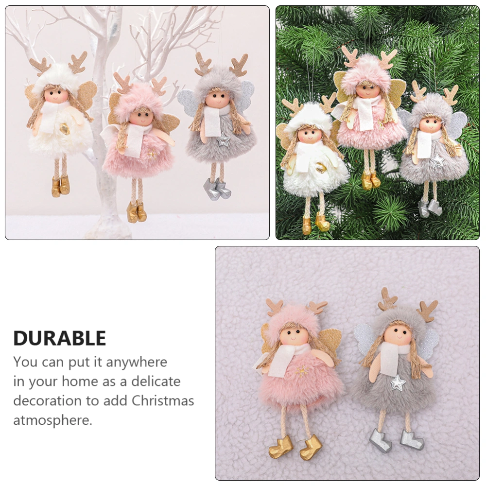 3Pcs Decorative Mini Angel Doll Hanging Decor Christmas Tree Doll for Home