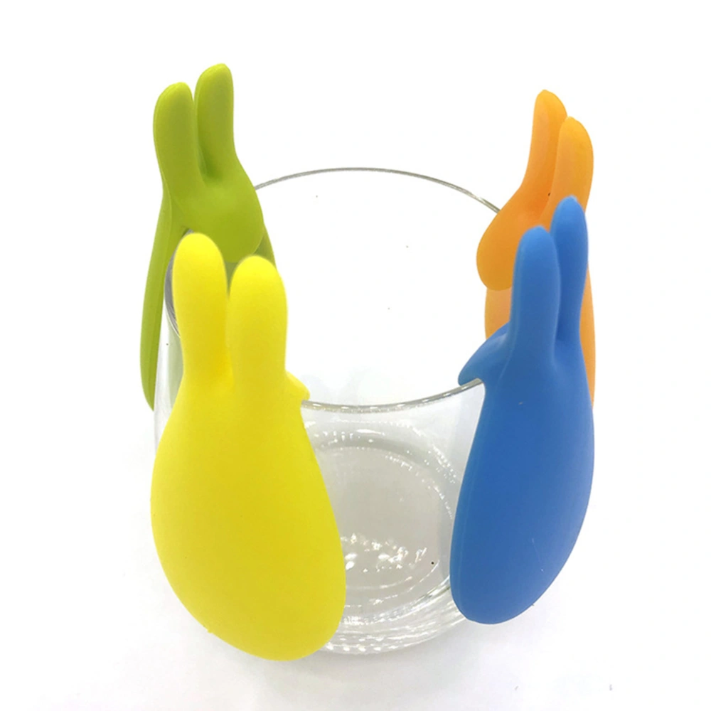 5pcs Silicone Rabbit Wine Glass Marker Creative Drinking Cup Identifier Party Cup Sign (Mixed Colors)