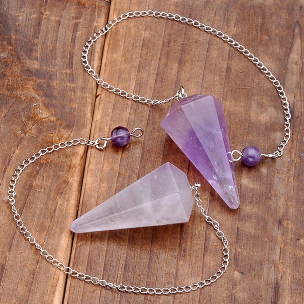 Quartz Crystal Gemstone Dowser Pendulum (Purple)