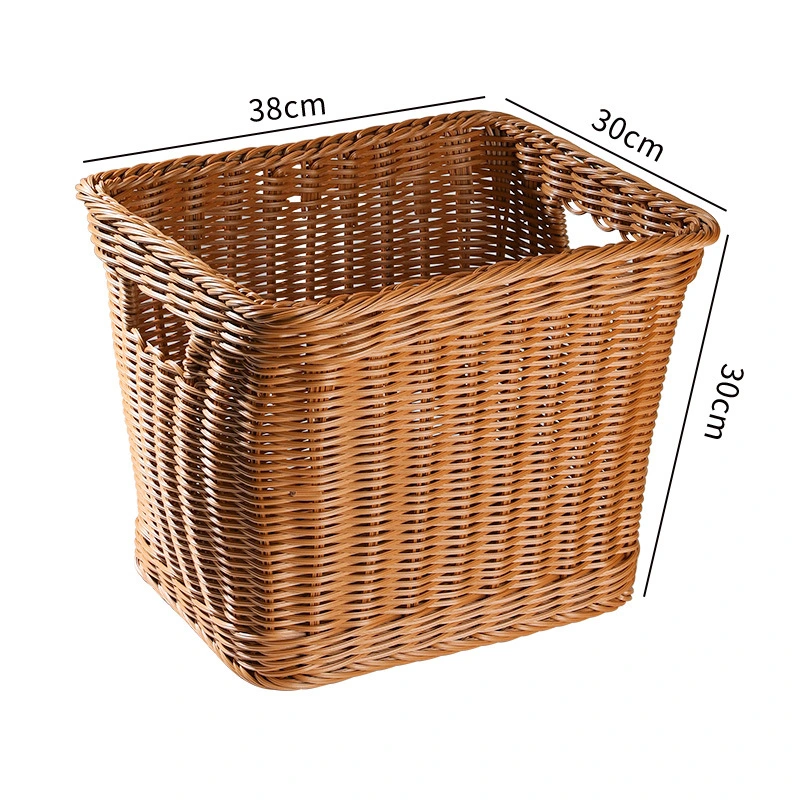 Laundry Hamper Basket Dirty Clothes Storage Basket Simulation Rattan Woven Basket with Cutout Handle