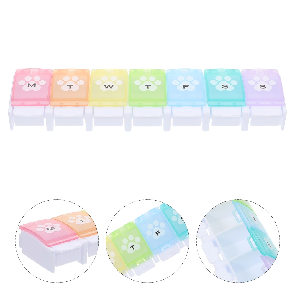 Seven Grids Pills Box Portable Pills Container Plastic Storage Box for Travel