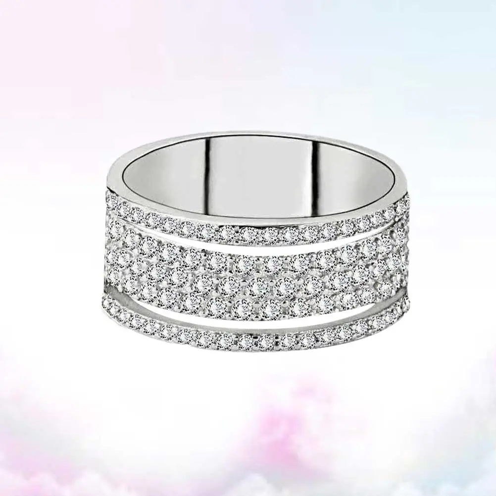 Creative Wheel Designed Rings Rhinestone Finger Rings Elegant Finger Decoration Silver 9