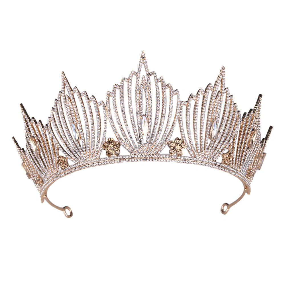 1PC Elegant Baroque Crown Vintage Rhinestone Wedding Headdress for Bride Bridesmaid (Golden)