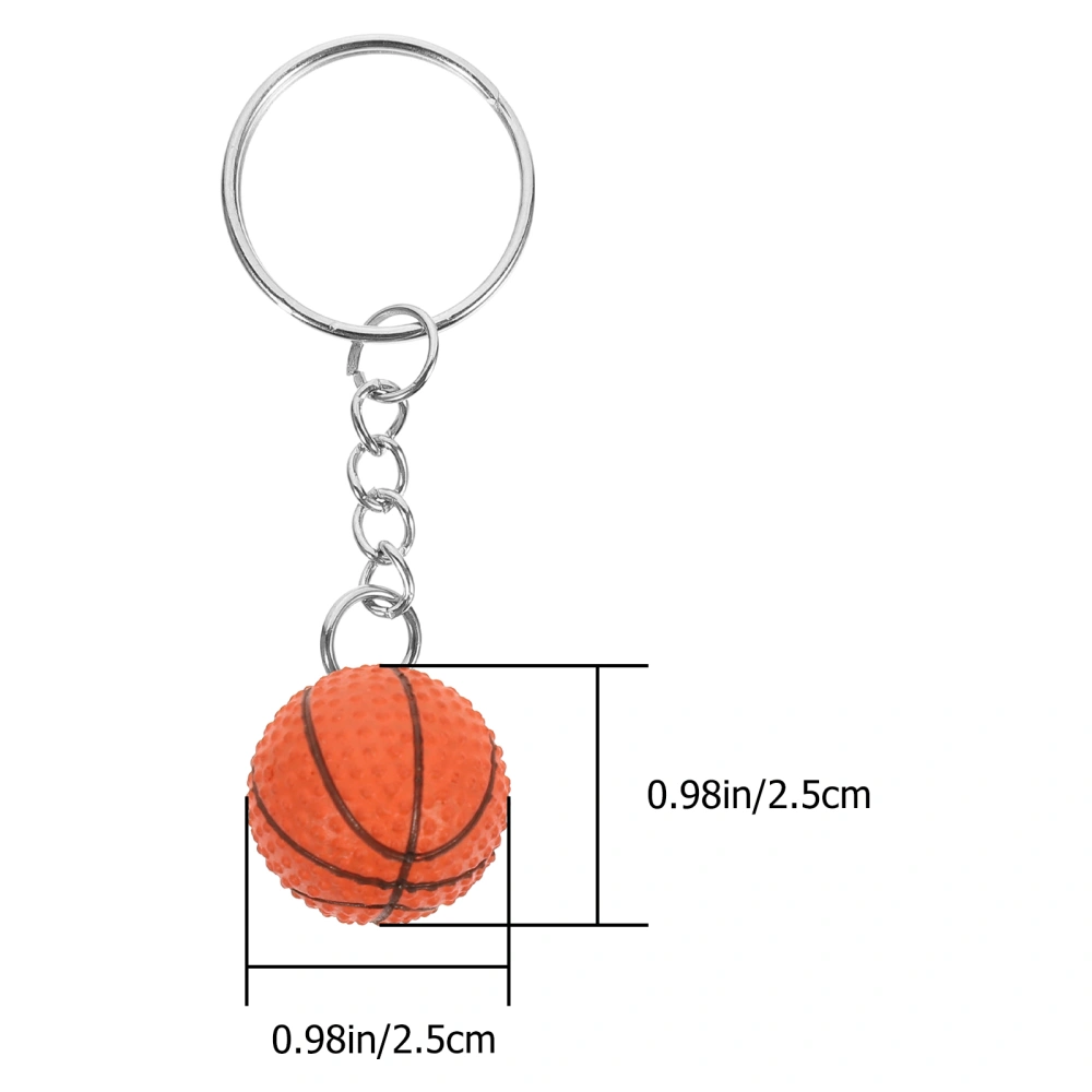 12pcs 2.5cm Resin Basketball Keychain Creative Key Rings Souvenir Pendant Bag Hanging Ornament (Orange)