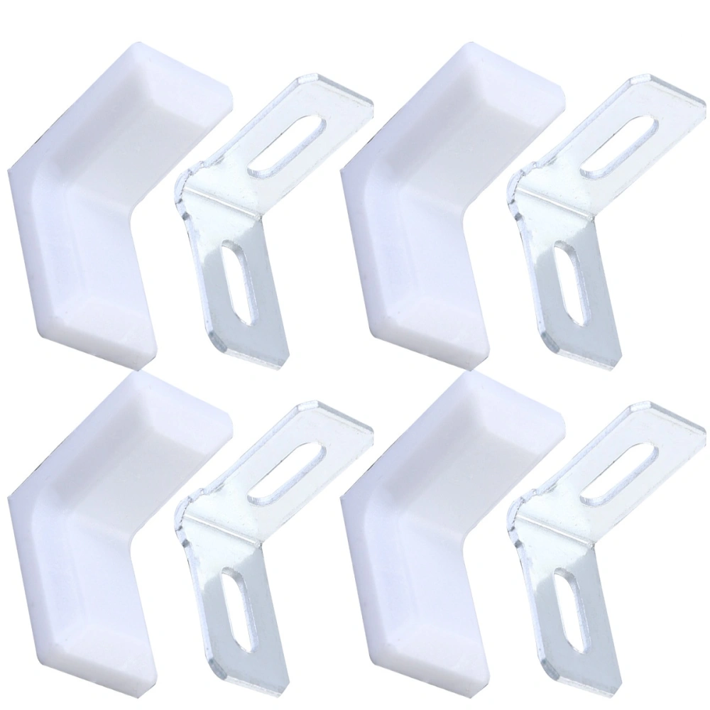 28pcs 90 Degree Straight Angle Support Desk Chairs Reinforce Plastic Corner Furniture Fixed Angle Plastic Piece for Home (White)