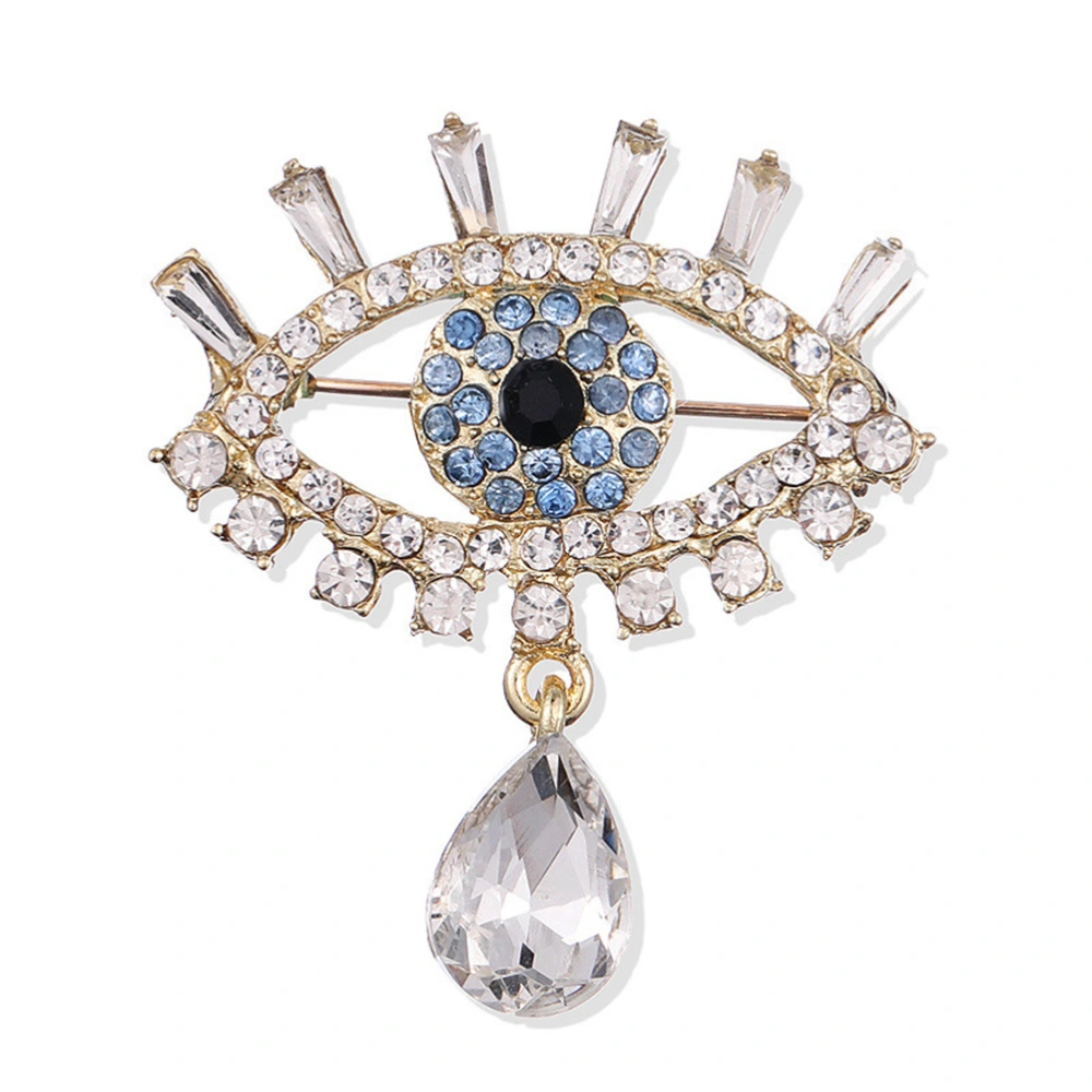 Alloy Eye with Water Drop Brooch Exquisite Diamond Lapel Pin Corsage Breastpin Jewelry Costume Accessories