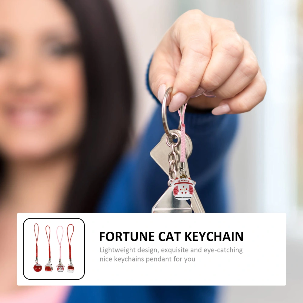 4Pcs Fortune Cat Keychain Key Ring Ornaments Fortune Cat Design Hanging Ornaments (Random Style)