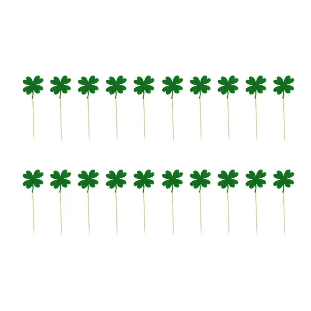 20pcs St. Patricks Day Themed Cake Topper Style Decoration Cake Picks for Wedding Birthday Party Decoration (Clover)