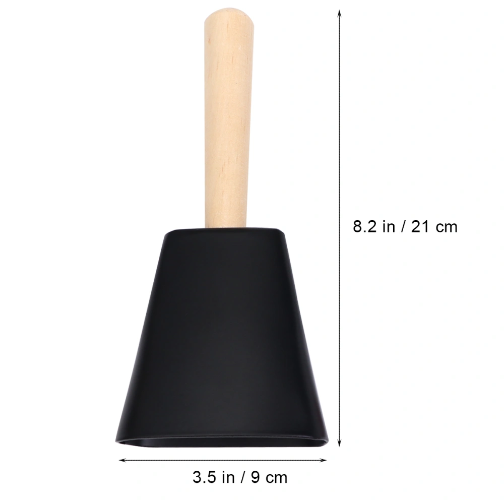 Metal Cowbells with Wooden Handle Calling Bell Kids Toy Musical Instrument for Outdoor Game Wedding Class Festival Birthday (Black)