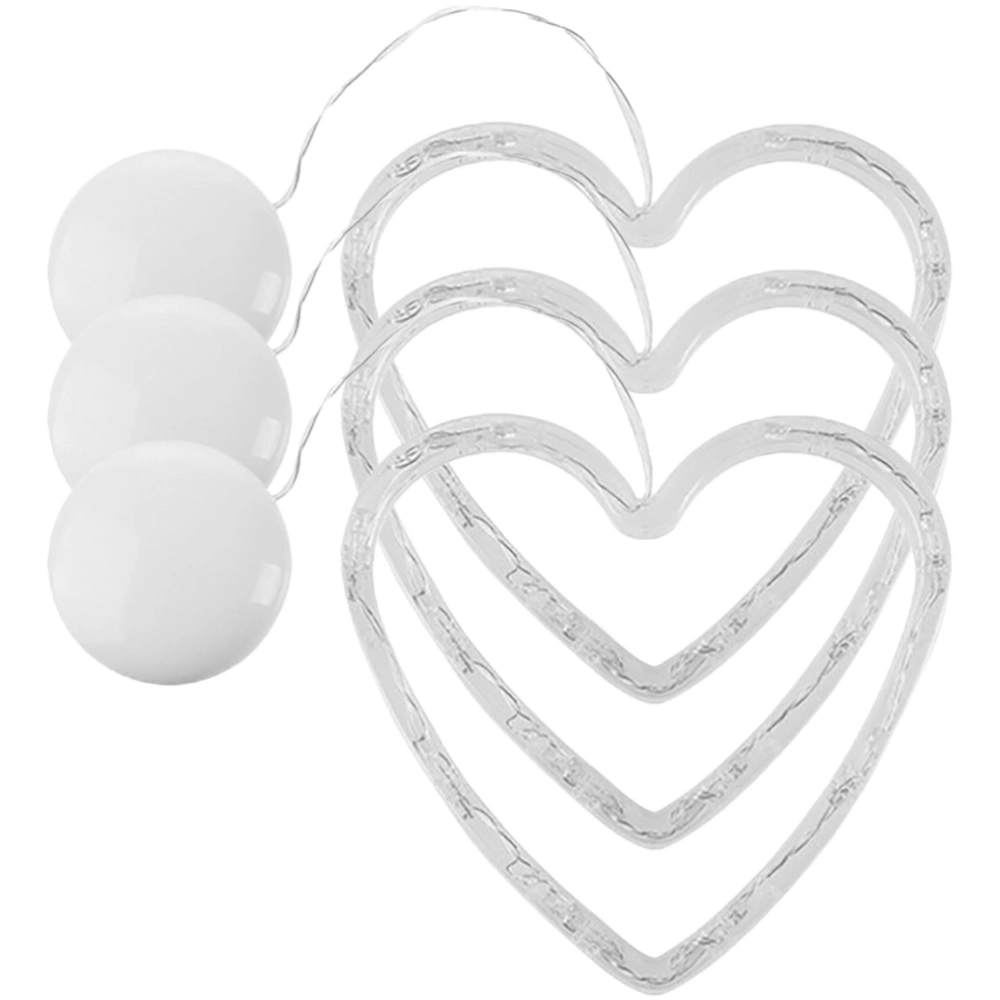 3pcs Valentines Day Window Lights Decorations Heart Shaped Lights With Suction Cup