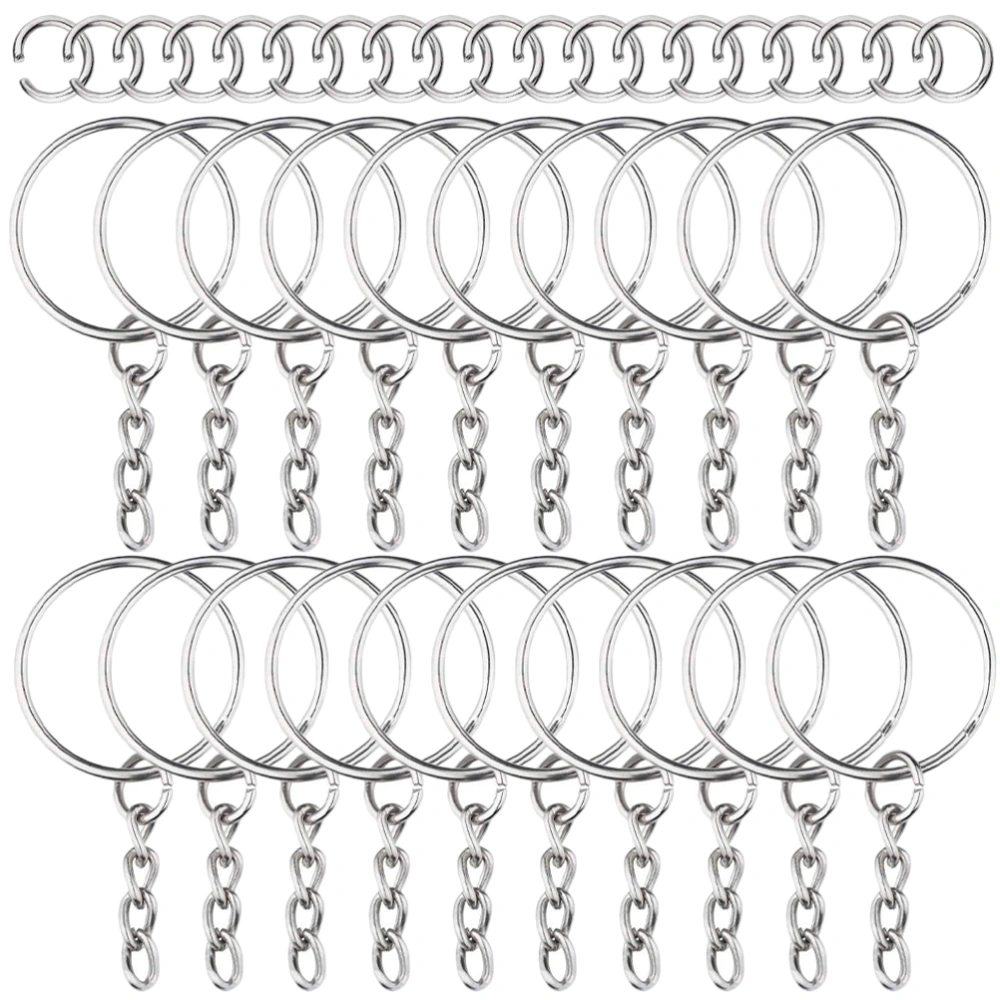 150Pcs Stainless Steel Key Chain Rings Kit with Screw Eye Needles for DIY Craft