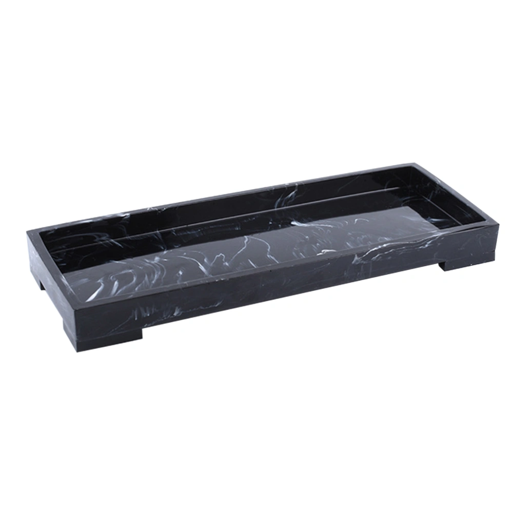 Marble Pattern Storage Trays Bathroom Stand Trays Toilet Tank Storage Tray for Home Hotel (Black)