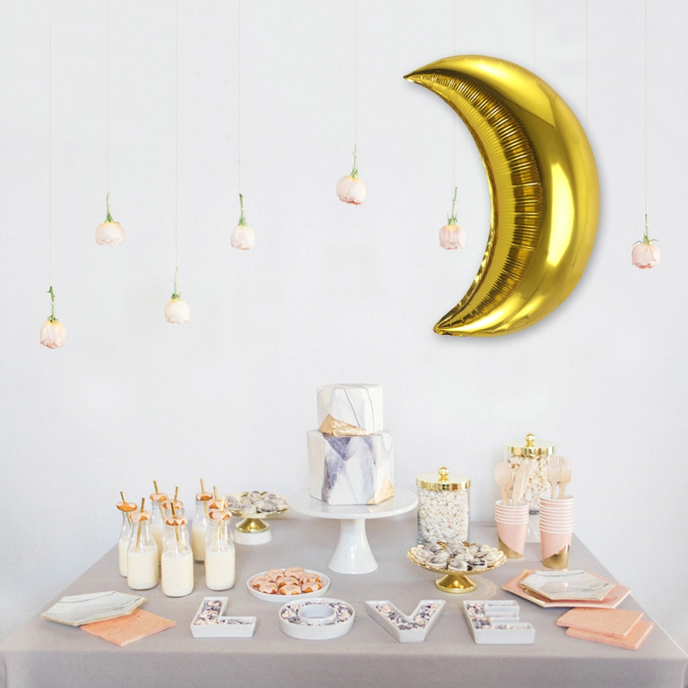 5 pcs 36 Inches Crescent Moon Balloons Helium Balloons for Wedding Birthday Party Decorations (Golden)