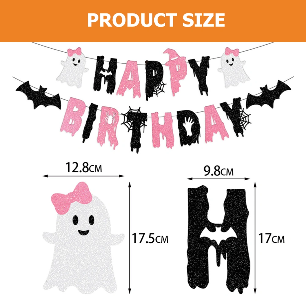 1 Set Halloween Birthday Banner Garland Halloween Birthday Decoration Party Supply