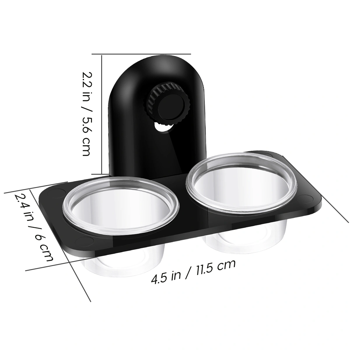 POPETPOP Pet Reptile Feeder Water Food Plastic Bowl Cup Lizard Turtle Cricket Basin Feeding Supplies (Black Double Screw Pattern)