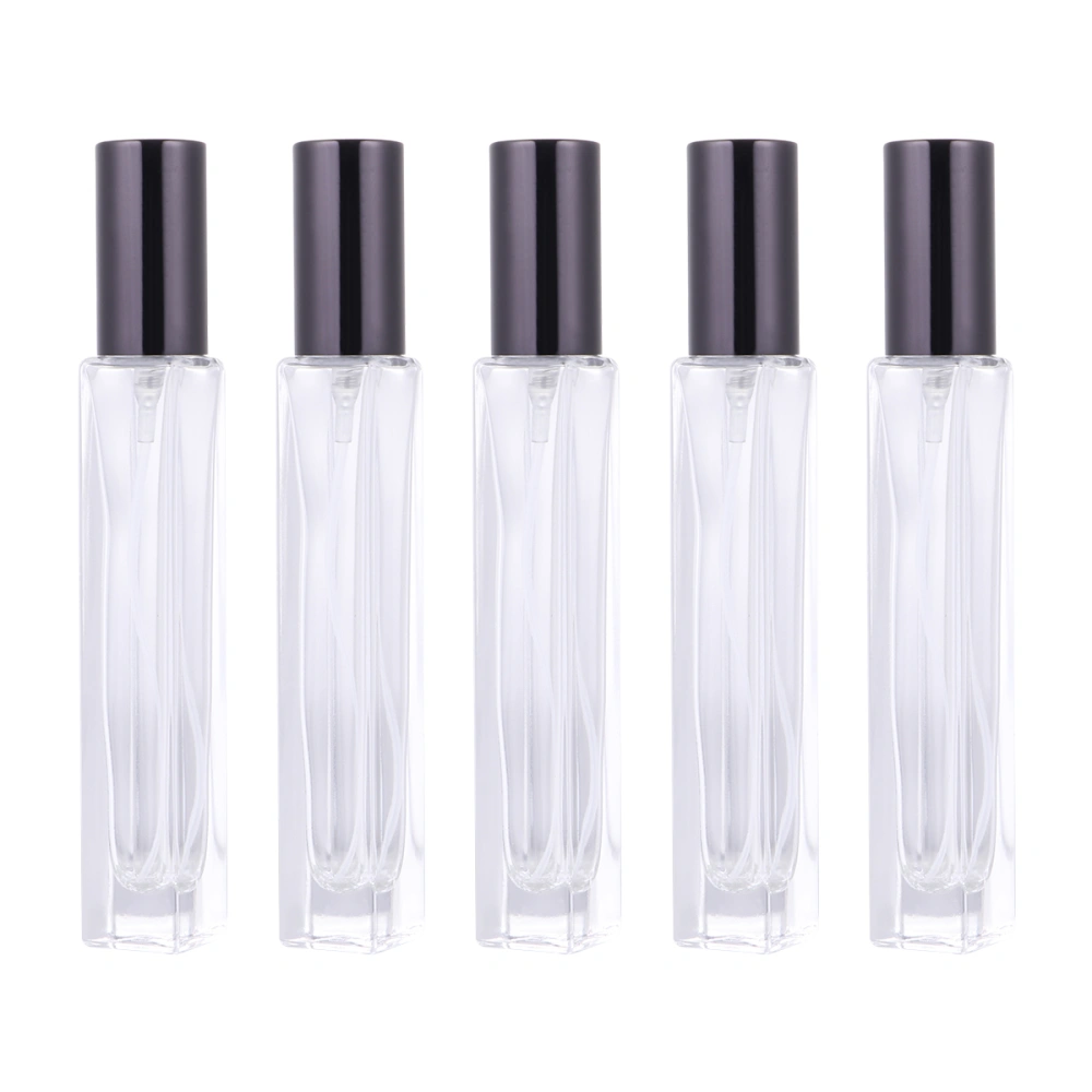 5Pcs Perfume Spray Bottles Empty Glass Containers Mini Spray Bottle Liquid Dispenser for Home Outdoor (Black Lid)