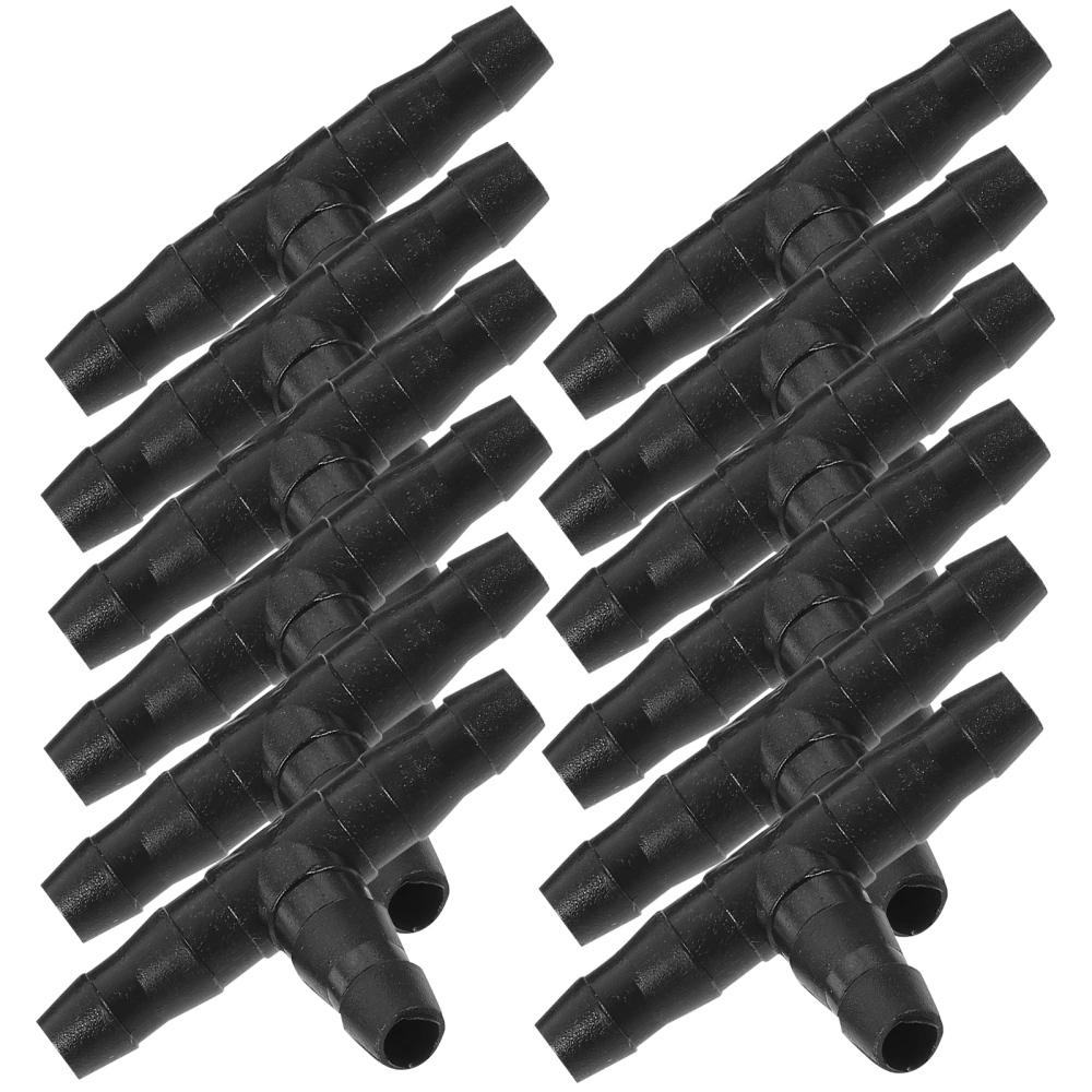 100pcs Barb Tee Connector Garden Lawn Watering Irrigation Connector 4/7mm Hose Connector (Black)