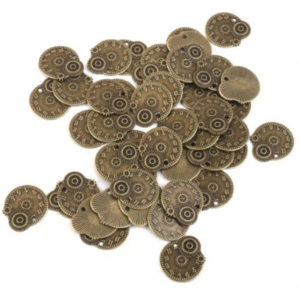 50pcs Vintage Metal Steampunk Gears Jewelry Making Charms Cog Watch Wheel for Crafting Cosplay (Bronze)