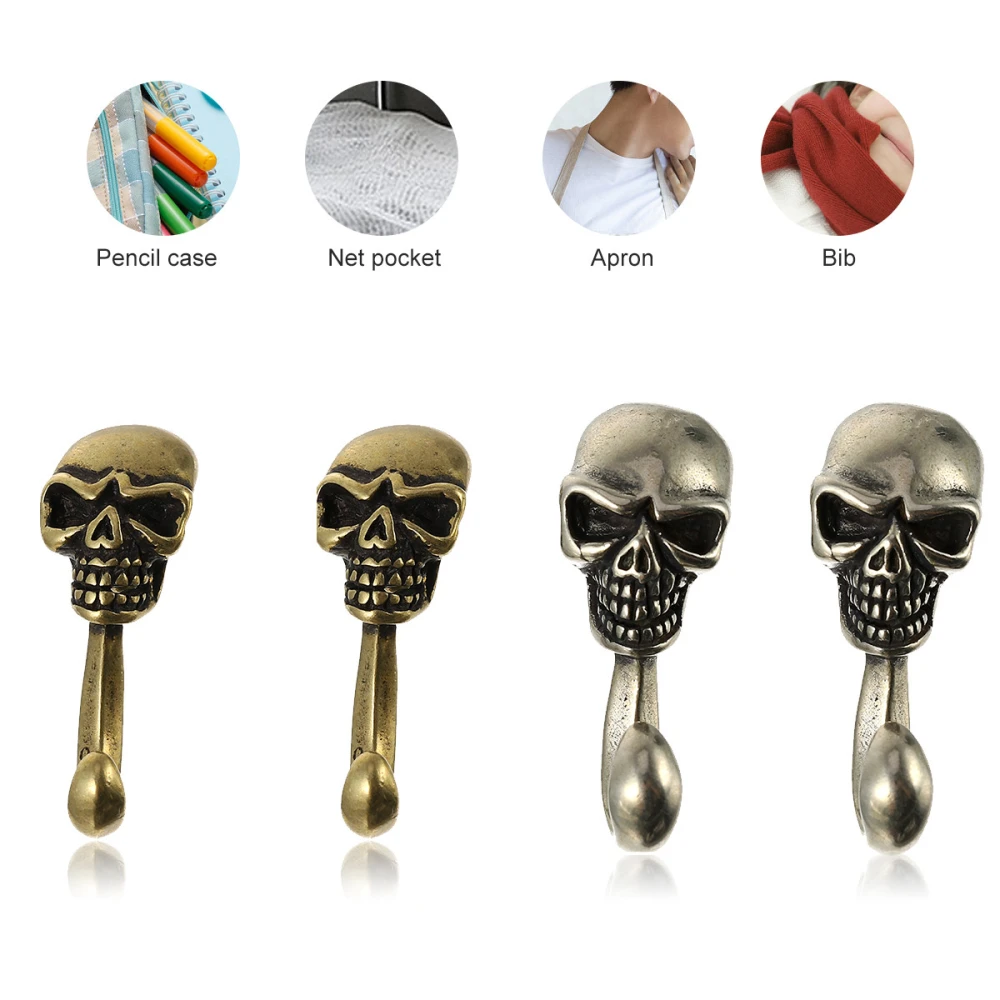 4pcs Unique Skull Buckle S-shaped Hook Decorative Skull Hook DIY Accessories