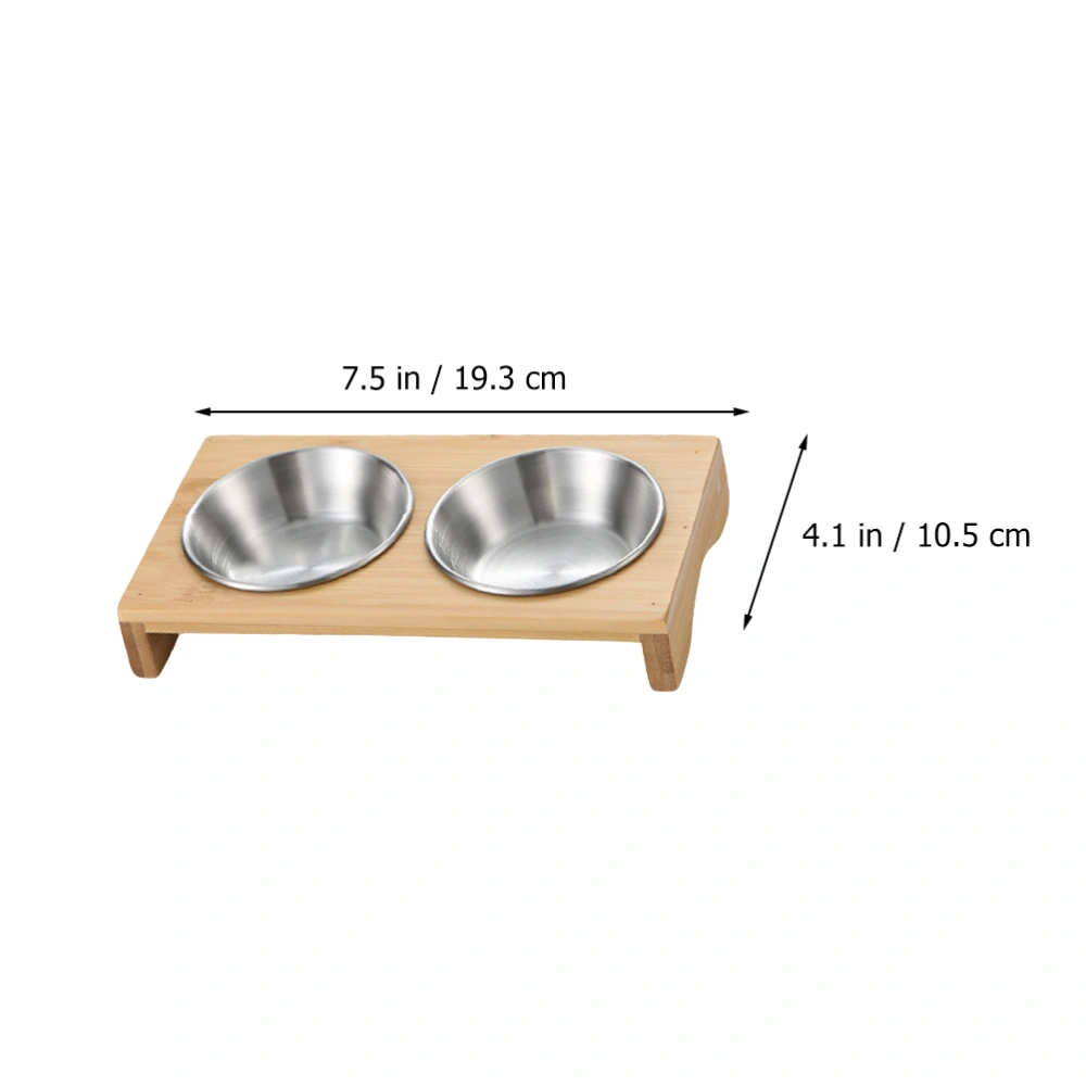 1 Set Appetizer Serving Plate Stainless Steel Sauce Seasoning Dish Wood Rack