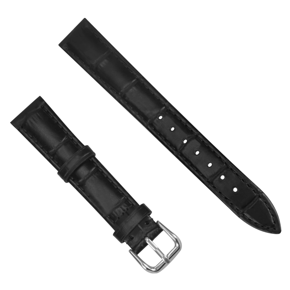 1PC 12MM Genuine Leather Watch Band Pin Buckle Watch Replacement Strap Waterproof Wrist Watchband Stylish Sweatproof Watch Band Leisure Style Watch Strap for Watch Repairing Black