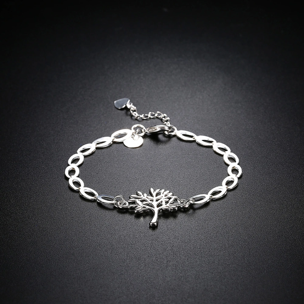 Fashionable Flat Chain Bracelet with Tree Charm Silver-plated Constellation Charm Bracelet