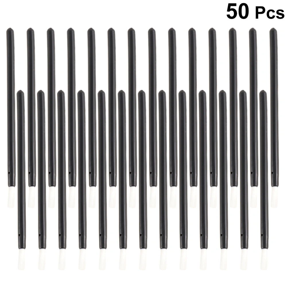 50pcs Disposable Lip Liner Plastic Handle Nylon Bristles Lip Brushes Makeup Brush (TM-213) (Black)