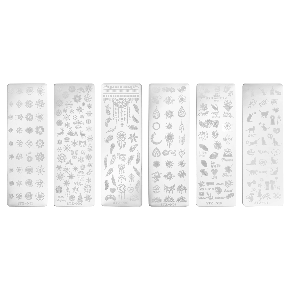 6pcs Floral Stamping Plates Creative Nail Art Decoration Manicure Template