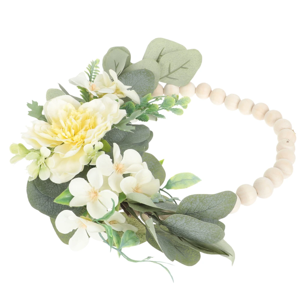 1Pc Emulation Flower Wood Beads Wreath Creative Wedding Garland Home Wall Decor