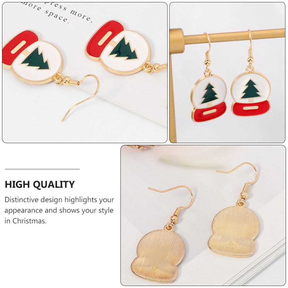 1Pair Christmas Tree Earrings Oil Drop Alloy Ear Decor Women Ear Jewelry