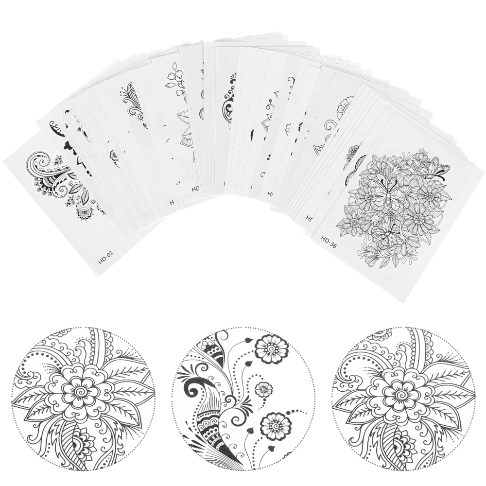 36pcs Flower Tattoos Stickers Waterproof Tattoos Decals Temporary Fake Tattoos