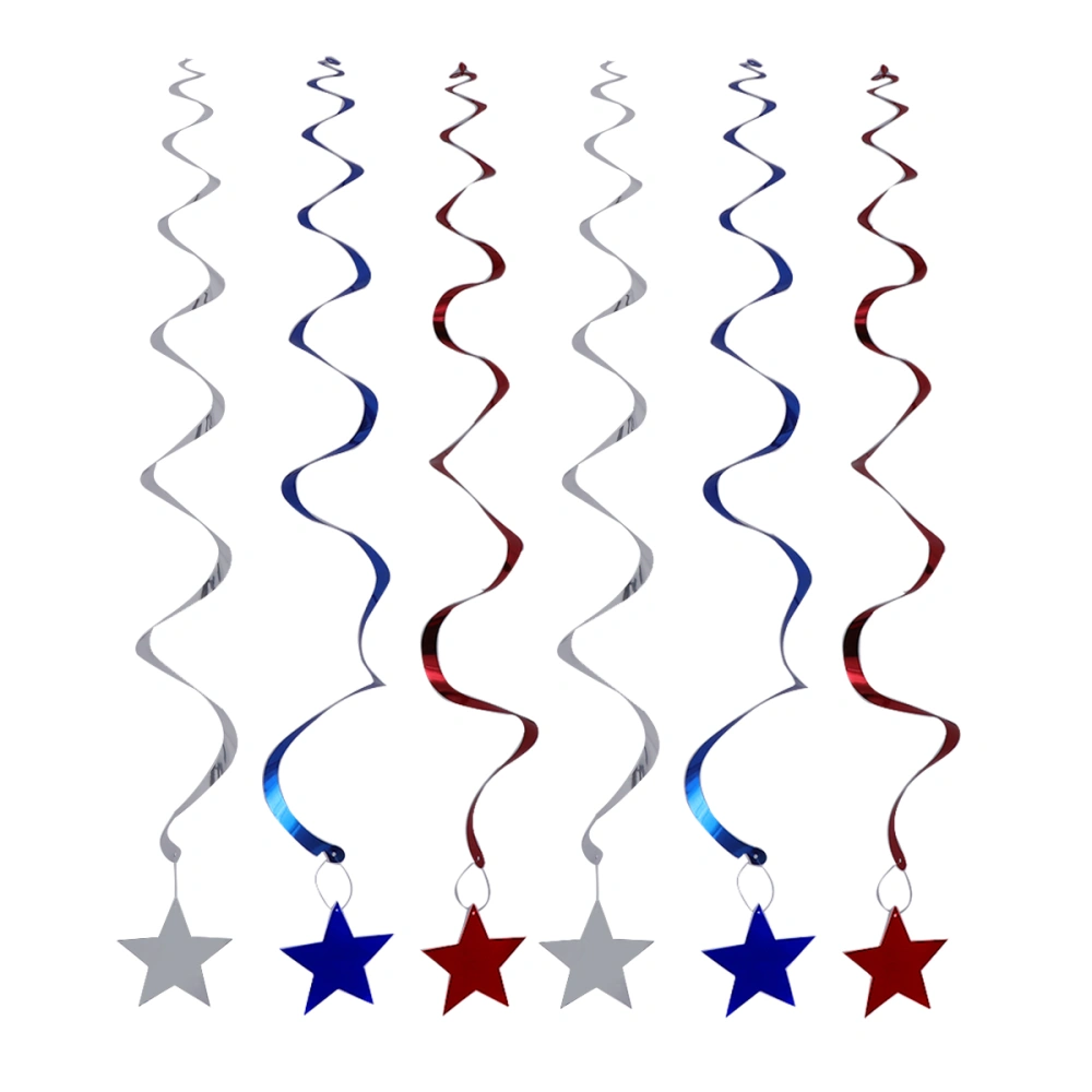 12pcs Independence Day Star Swirl Hanging Ceiling Decor Streamers Independence Day Patriotic Party Decoration (Red + Silver + Blue)