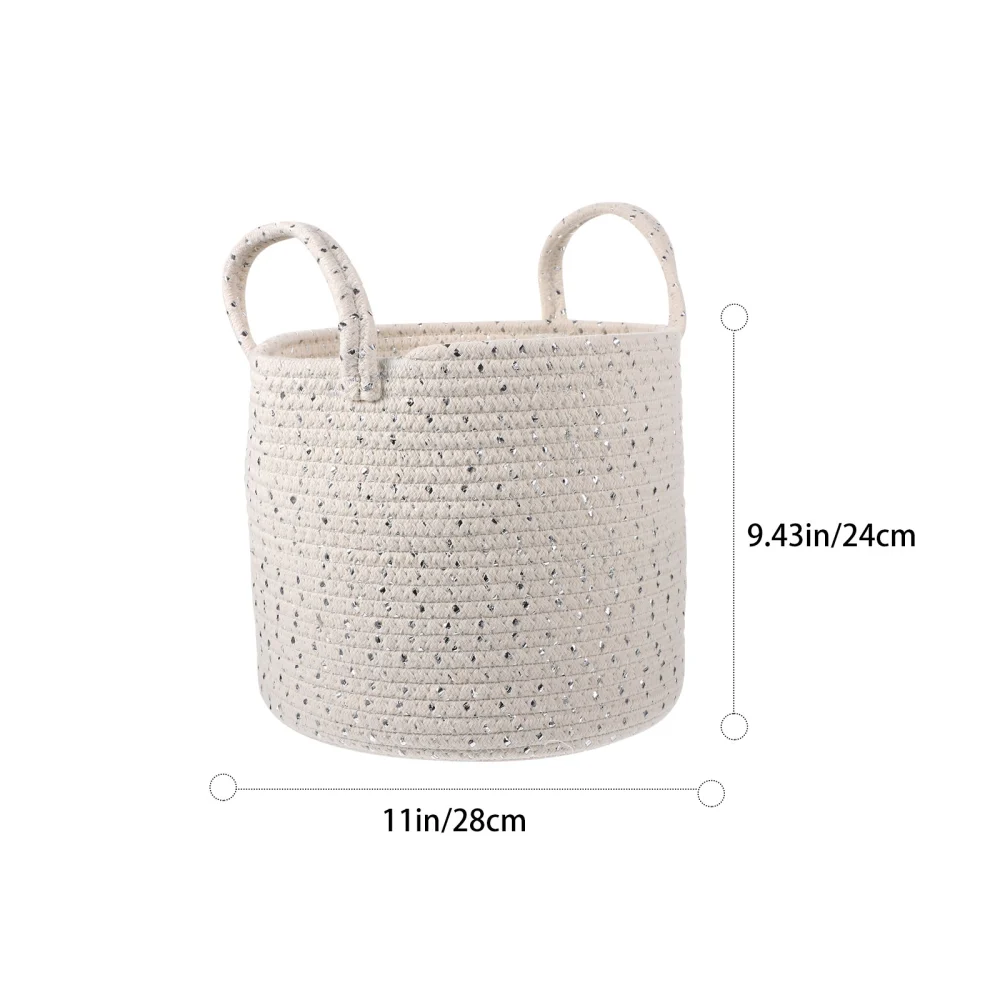 3PCS Natural Cotton Thread Woven Rope Basket Kids Toy Nursery Laundry Basket