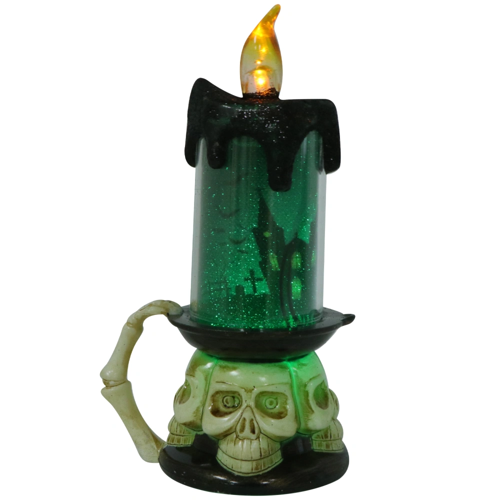 Halloween Candle Lamp Party Props LED Glowing Candle Scary Candle Lamp White (Skull Style B)