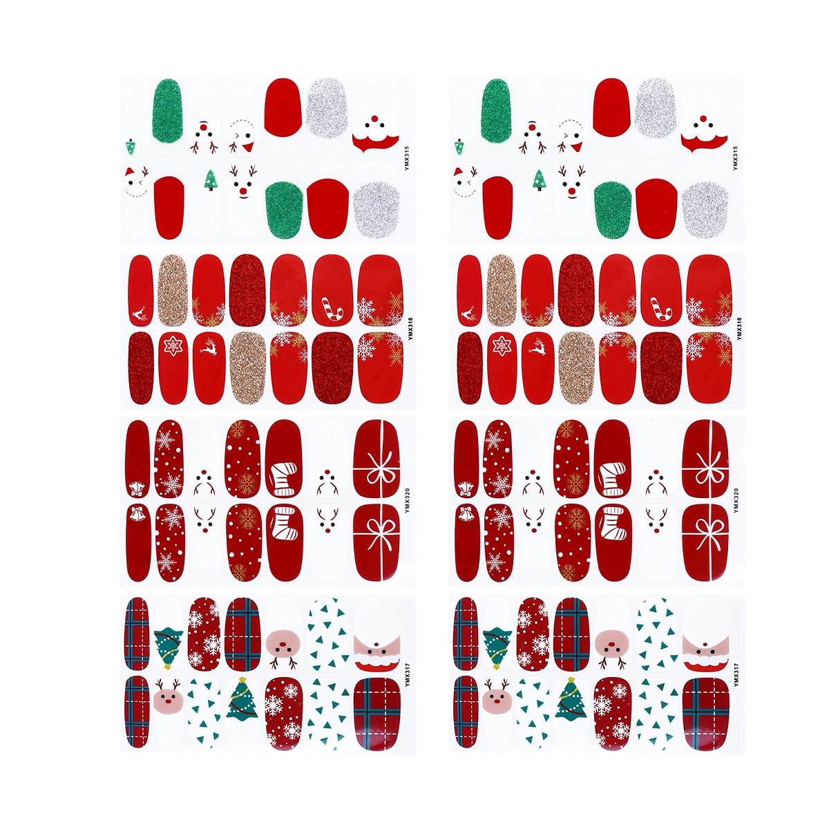 8 Sheets Christmas Manicure Stickers Adorable Cartoon Printed Nail Sticker