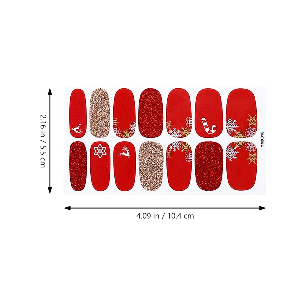 8 Sheets Christmas Manicure Stickers Adorable Cartoon Printed Nail Sticker