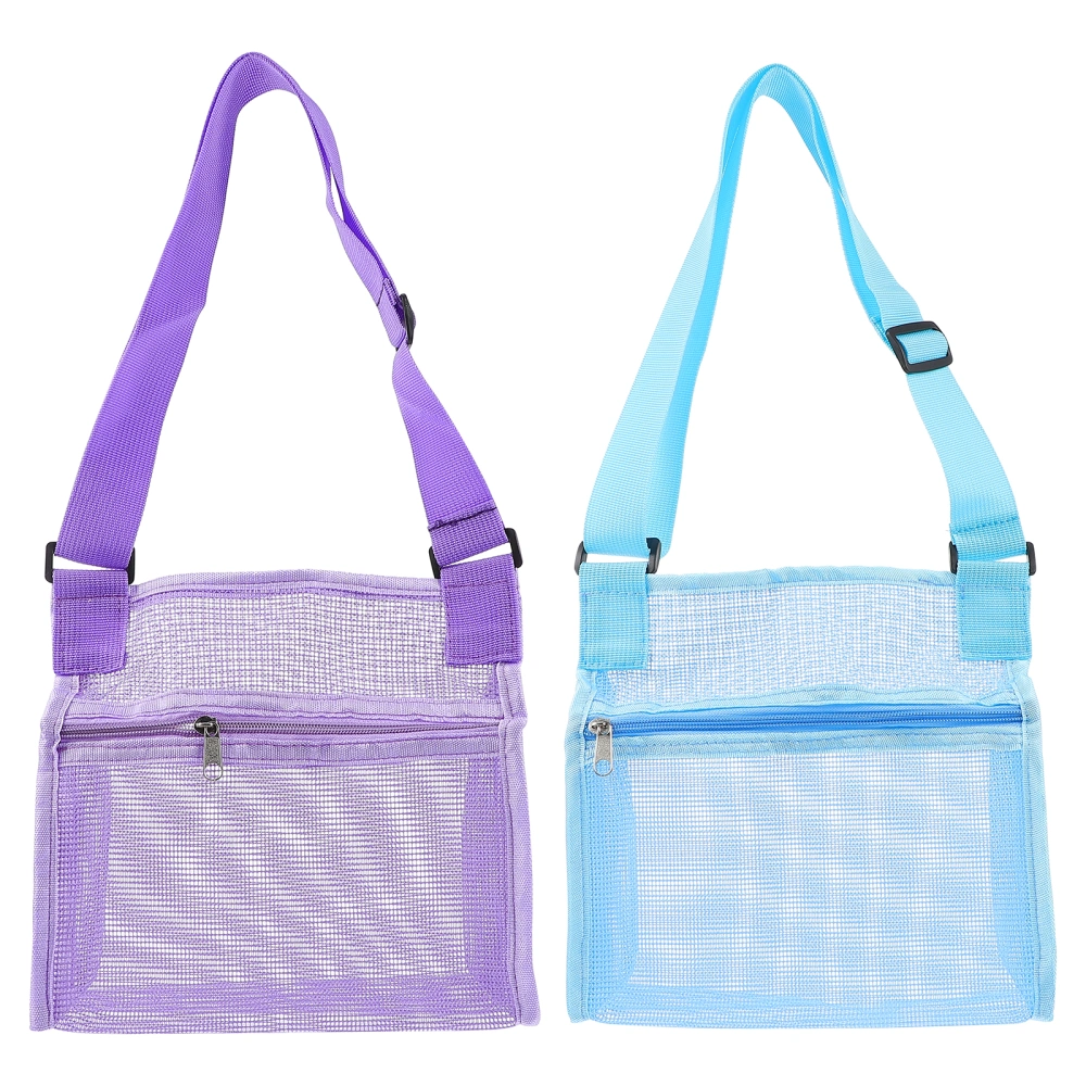 2pcs Large Mesh Beach Bags Seashell Mesh Bags Breathable Sea Shell Bags