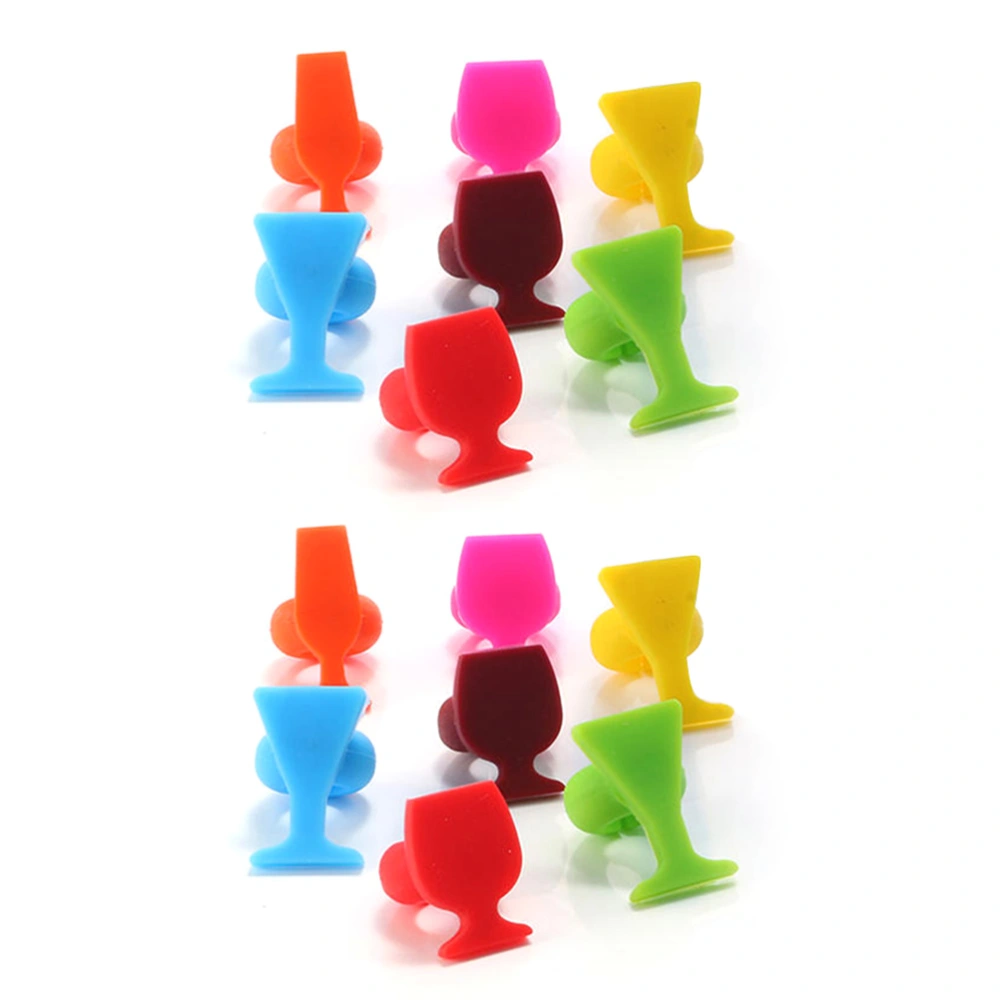 24pcs Silicone Glass Shape Wine Marker Drinking Cup Identifier Goblet Sign (Mixed Colors)